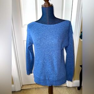 Eileen Fisher Women's Blue Boatneck Wool Blend Sweater Sz XS